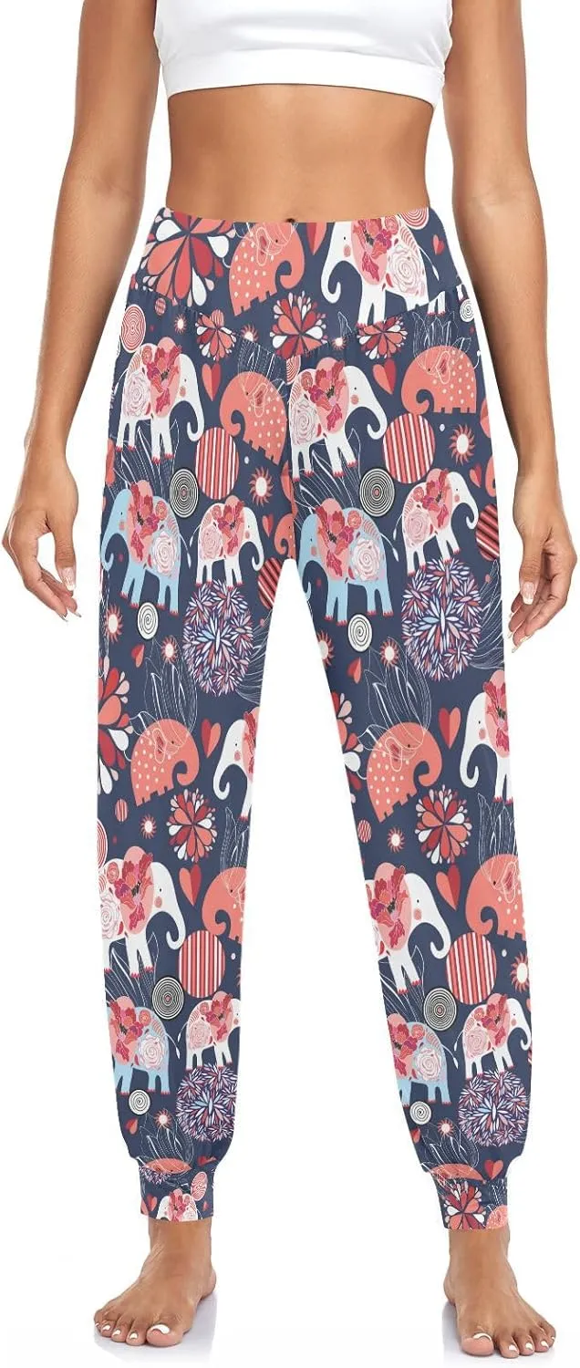 Poeticcity Women Thin Trousers Lounge Harem Sweatpants Yoga Leggings Dance Pants(S-2XL)