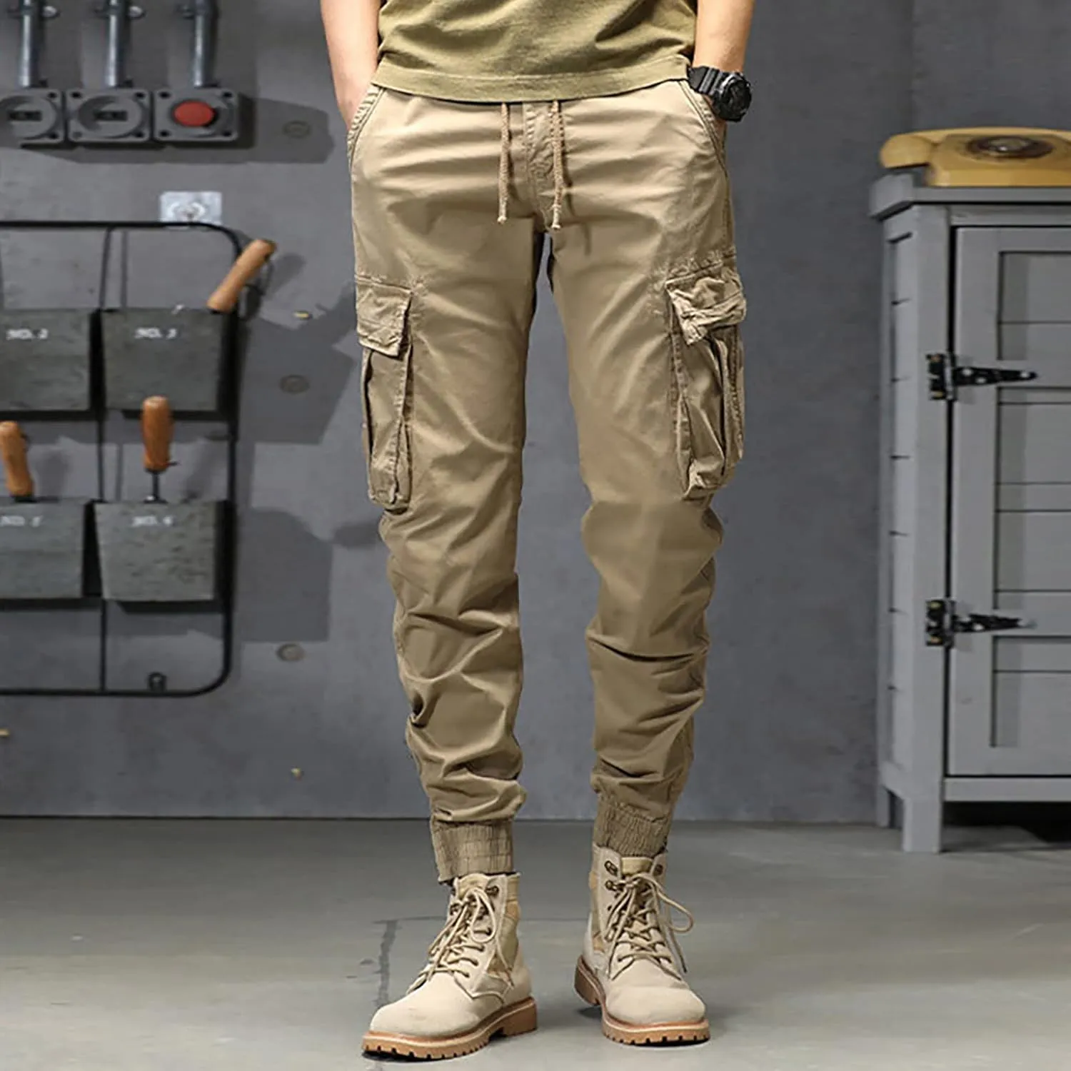 sdbrld Cargo Pants For Men Men's Ripstop Tactical Pants Lightweight Fashion Outdoor Hiking Water Resistant Pants with Pockets