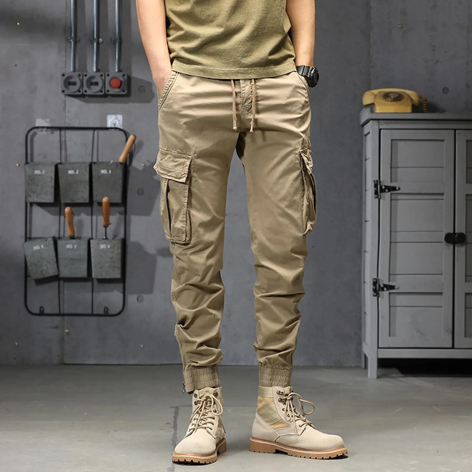 sdbrld Cargo Pants For Men Men's Ripstop Tactical Pants Lightweight Fashion Outdoor Hiking Water Resistant Pants with Pockets