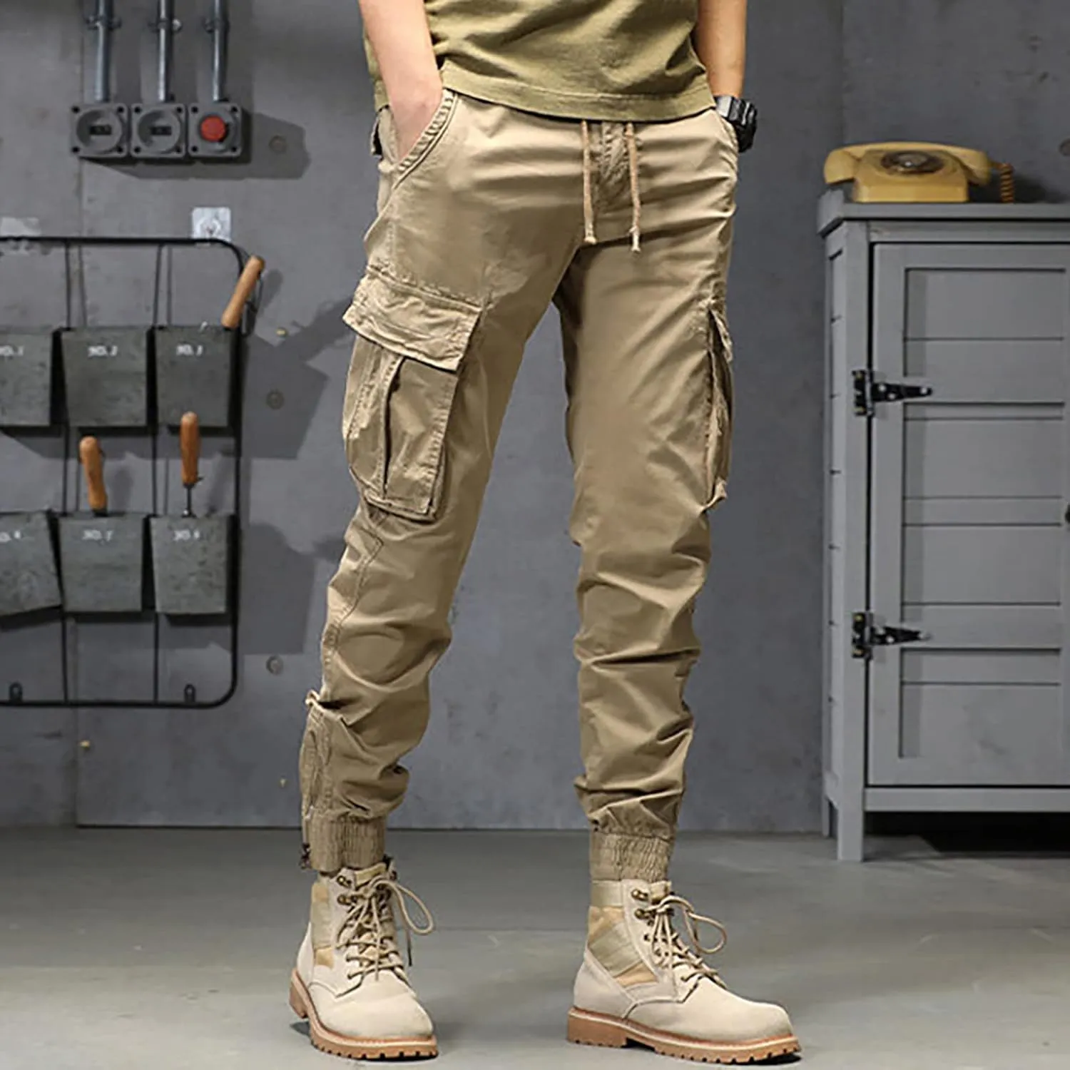 sdbrld Cargo Pants For Men Men's Ripstop Tactical Pants Lightweight Fashion Outdoor Hiking Water Resistant Pants with Pockets