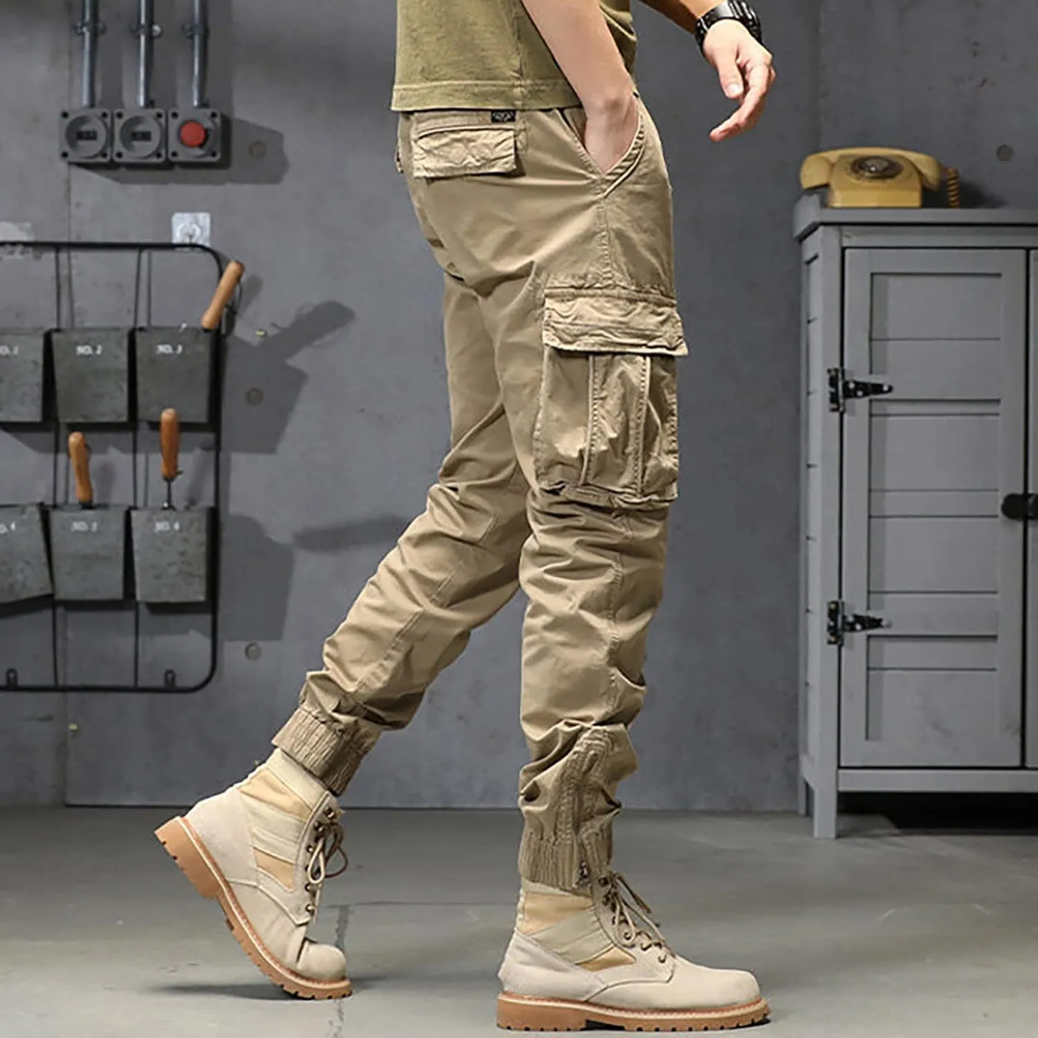 sdbrld Cargo Pants For Men Men's Ripstop Tactical Pants Lightweight Fashion Outdoor Hiking Water Resistant Pants with Pockets