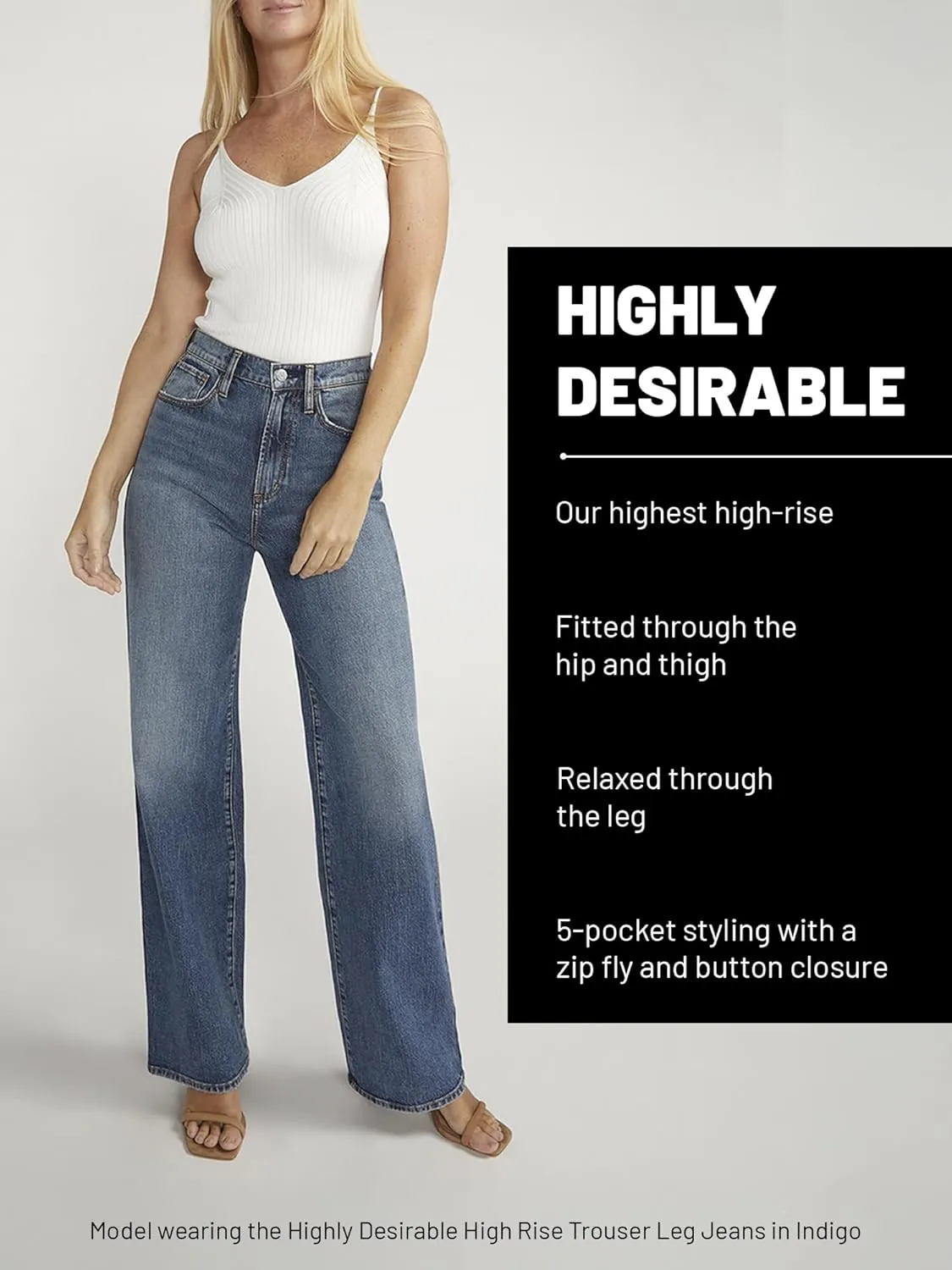 Silver Jeans Co. Women's Highly Desirable High Rise Trouser Leg Jeans