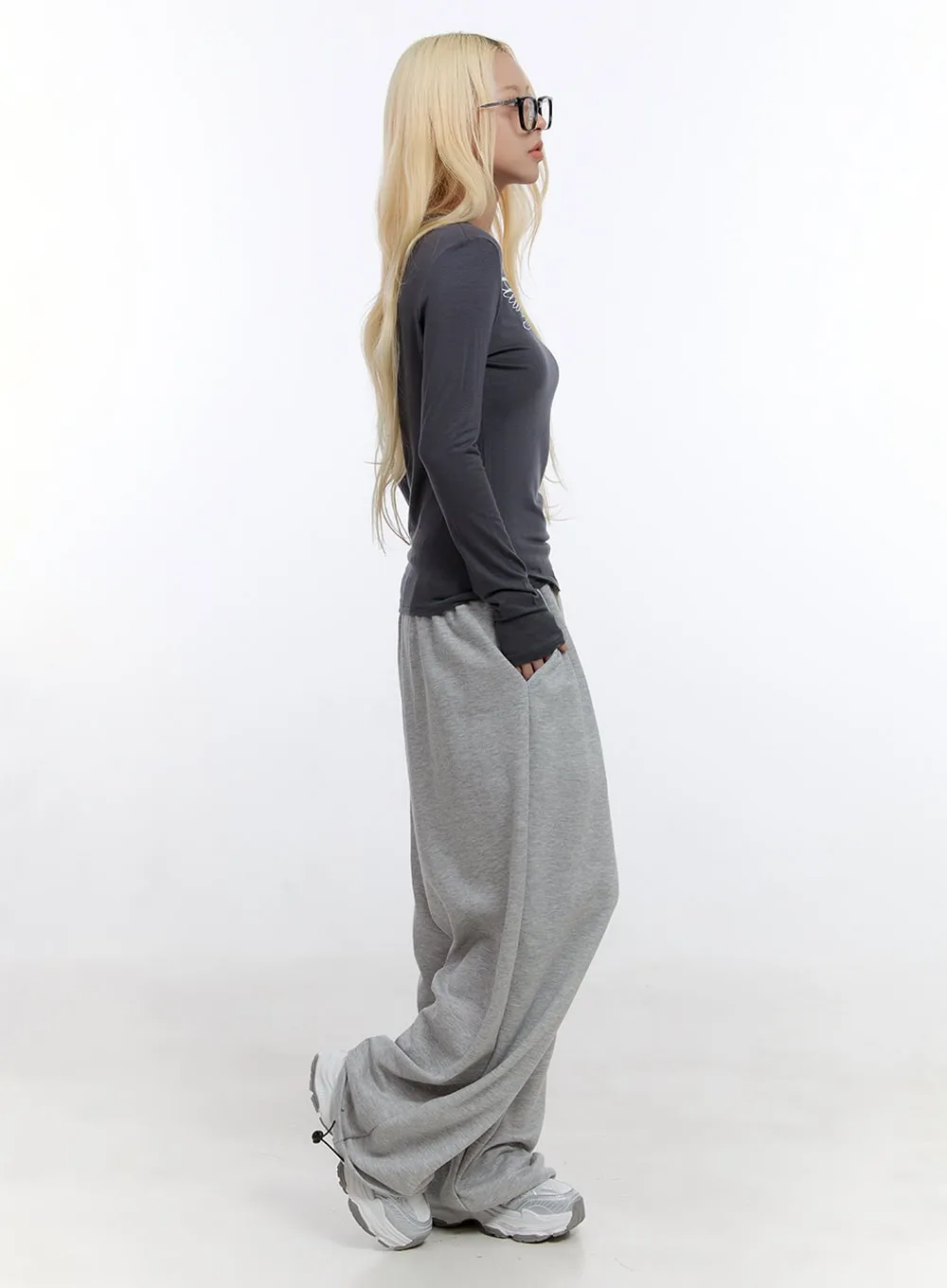 String Pintuck Wide Sweatpants CO419