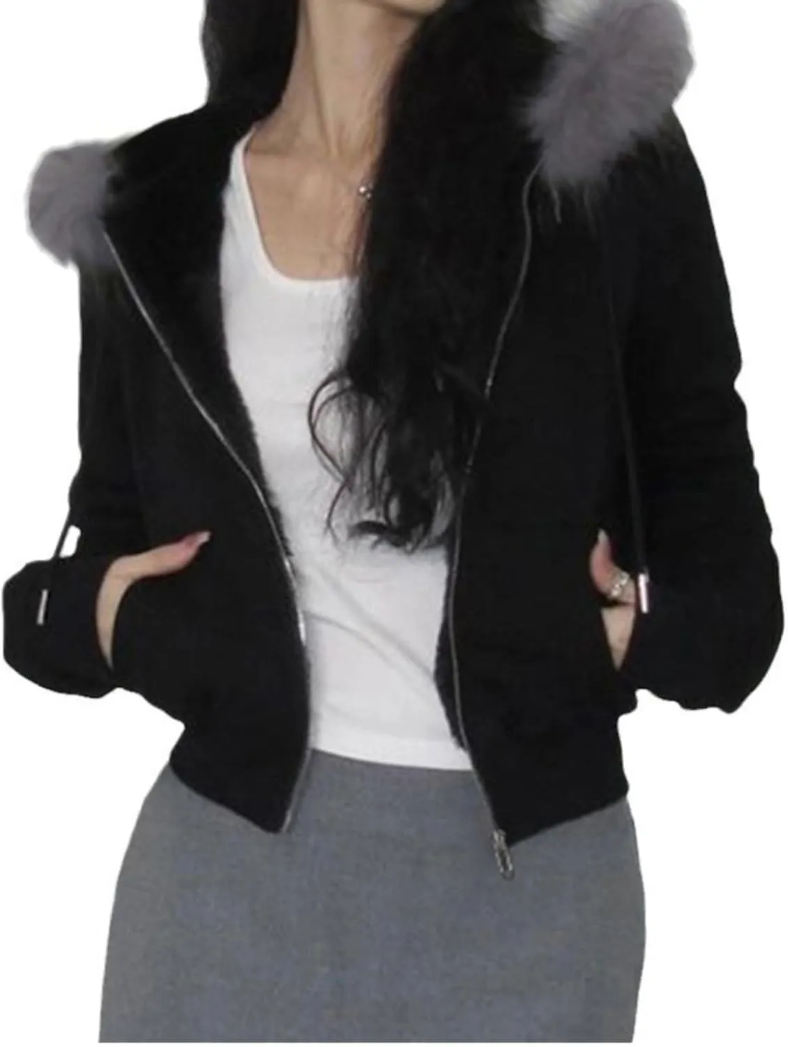 VCM Fur Hoodie Y2K Womens Zip Up Hoodies Camo Lightweight Cropped Sweatshirts Grunge 2000s Clothes Vintage Outerwear