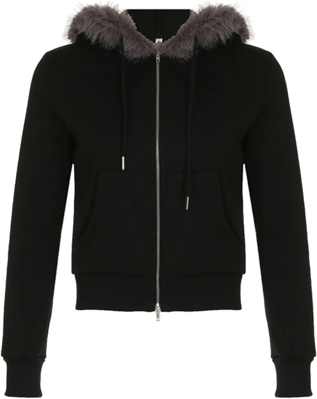 VCM Fur Hoodie Y2K Womens Zip Up Hoodies Camo Lightweight Cropped Sweatshirts Grunge 2000s Clothes Vintage Outerwear