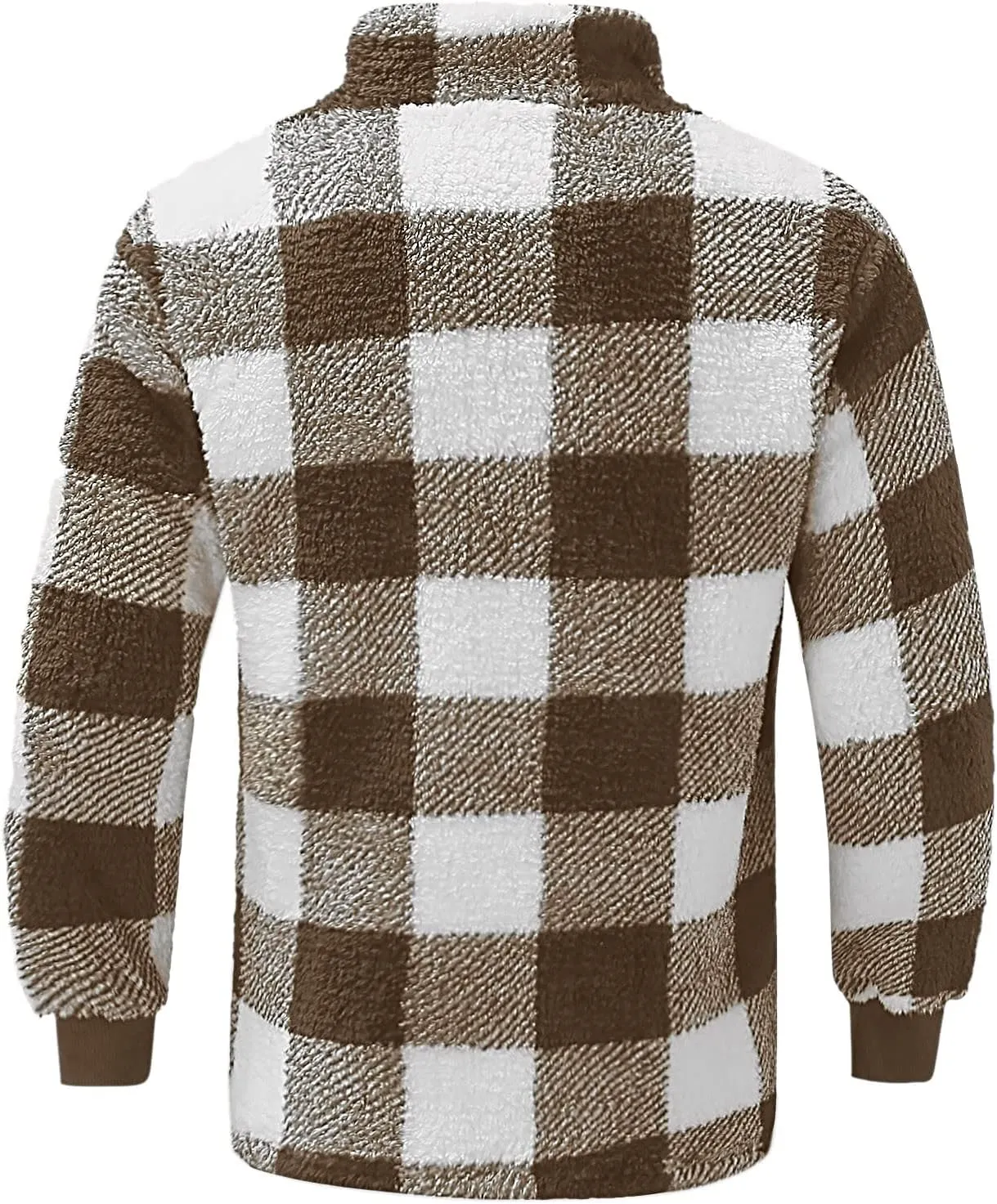 Winter Coats for Men,Mens Plaid Vintage Fuzzy Sherpa Pullover Sweatshirt Fleece Jacket Winter Long Sleeve Sweater with Pocket