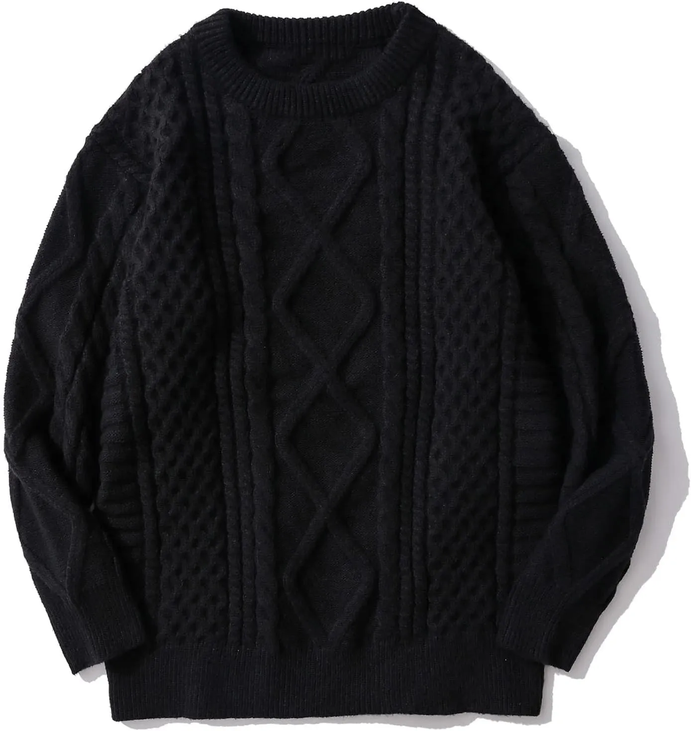 Women Cable Knit Vintage Chunky Sweater Loose Casual Knitted Sweater Unisex Woven Crewneck Knitted Top