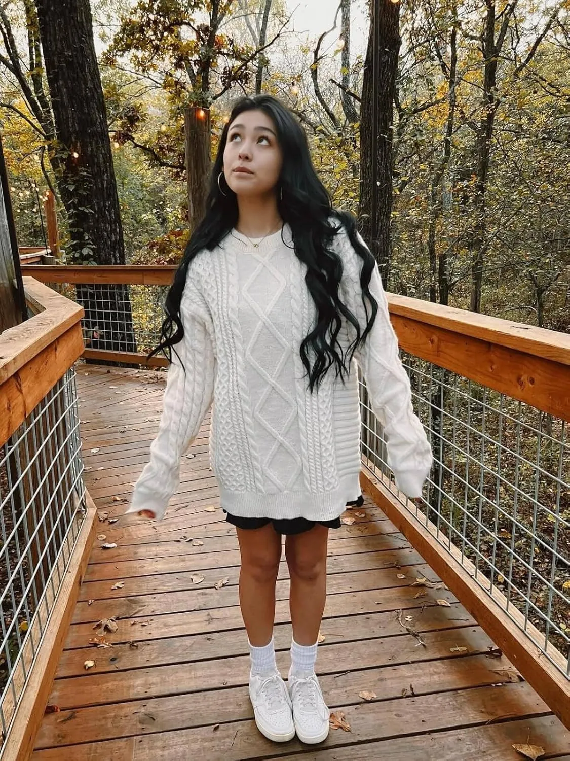 Women Cable Knit Vintage Chunky Sweater Loose Casual Knitted Sweater Unisex Woven Crewneck Knitted Top