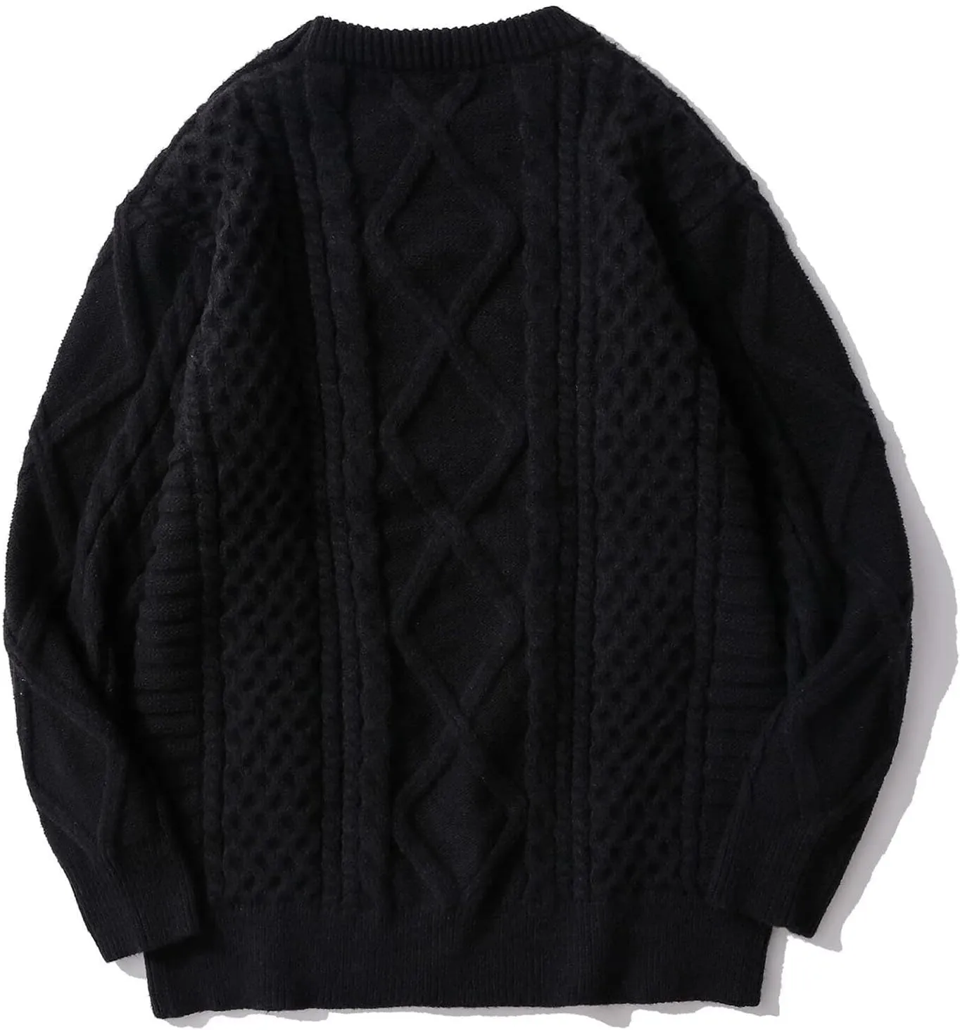 Women Cable Knit Vintage Chunky Sweater Loose Casual Knitted Sweater Unisex Woven Crewneck Knitted Top