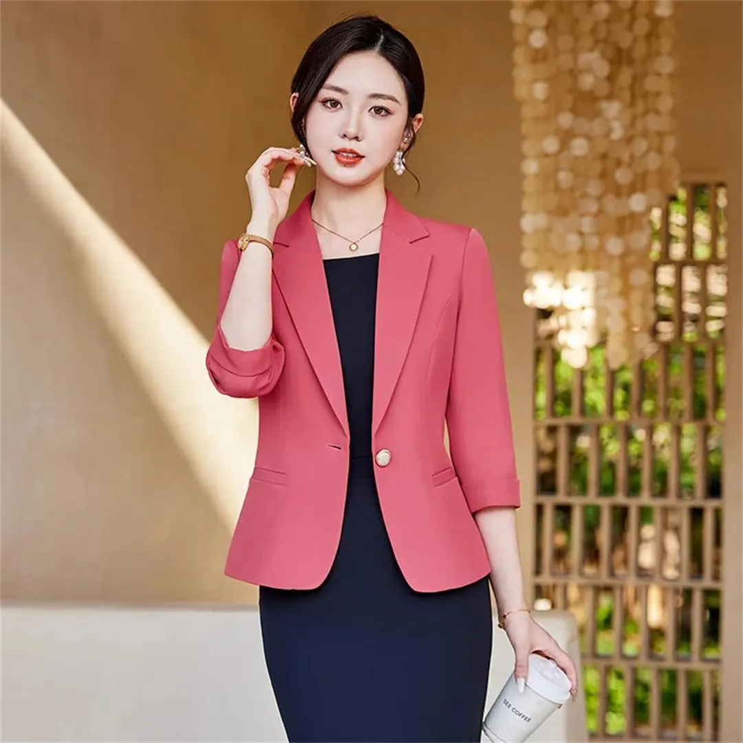 Women Spring Summer Formal Blazer Business Office Work Wear Career Interview Jacket Coat Tops