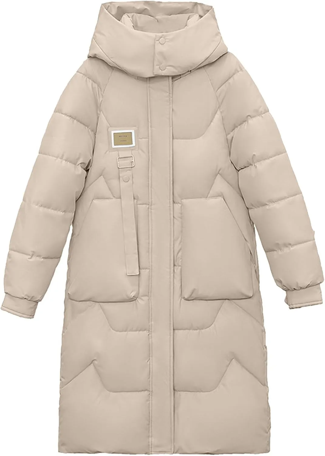 XUNRYAN Womens Winter Warm Down Coat Zip Up Puffer Jackets Maxi Long Hooded Thicken Casual Ski Outdoor Parka Anorak Overcoat