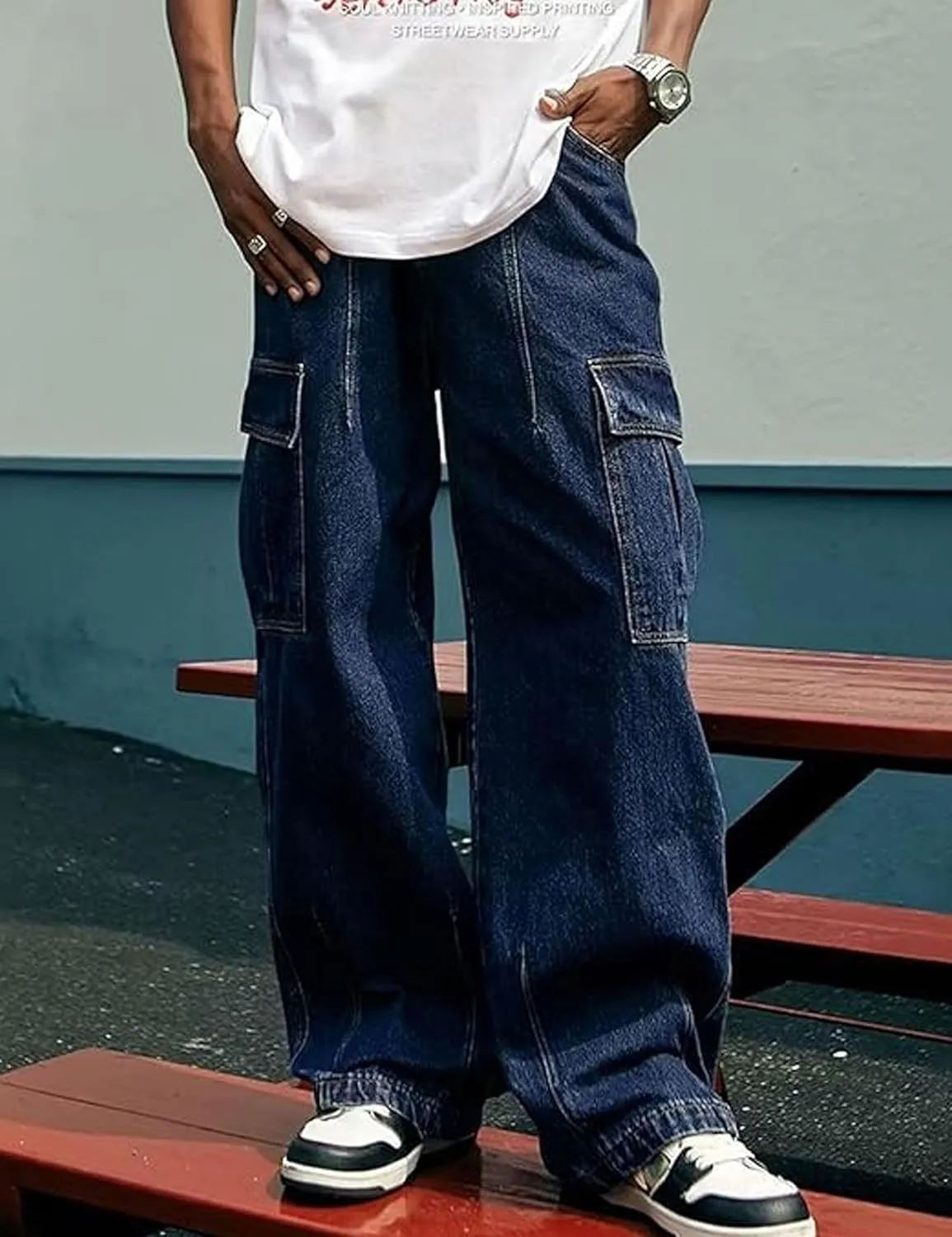Y2k Cargo Baggy Jeans Men Grunge Loose Fit Pants Hip Hop Denim Jeans Streetwear