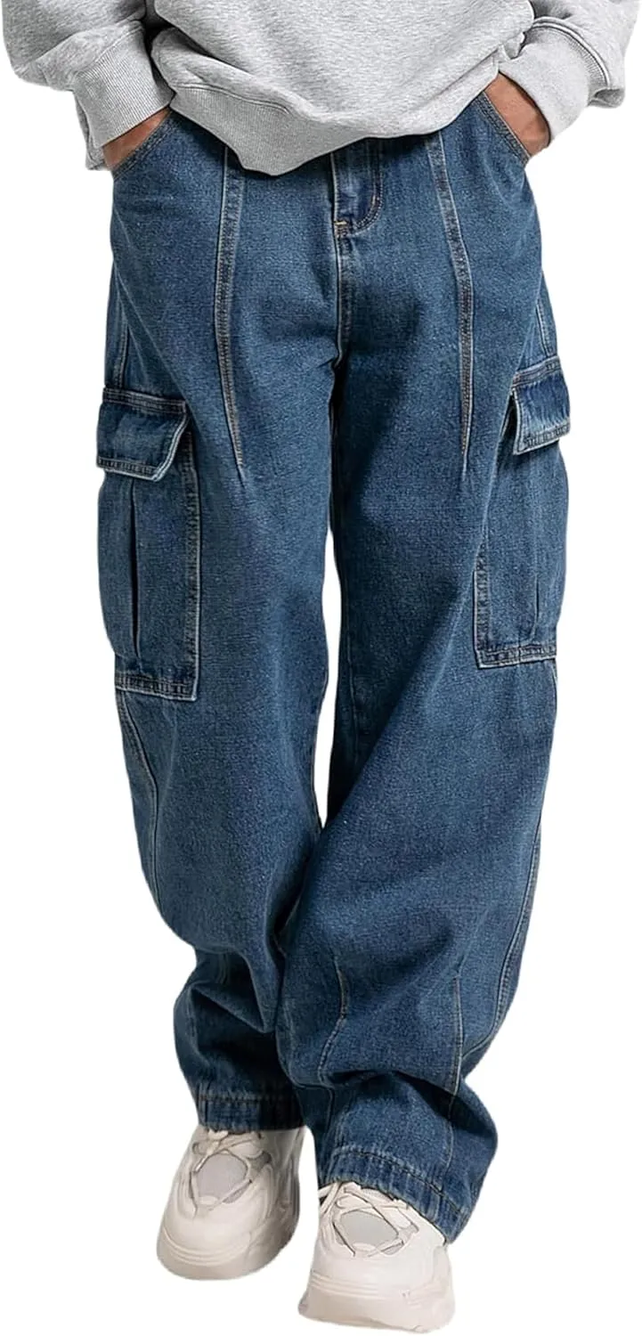 Y2k Cargo Baggy Jeans Men Grunge Loose Fit Pants Hip Hop Denim Jeans Streetwear