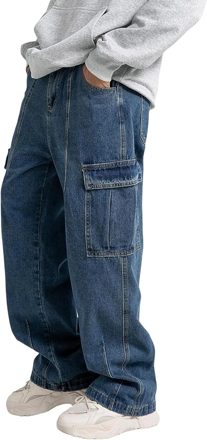 Y2k Cargo Baggy Jeans Men Grunge Loose Fit Pants Hip Hop Denim Jeans Streetwear
