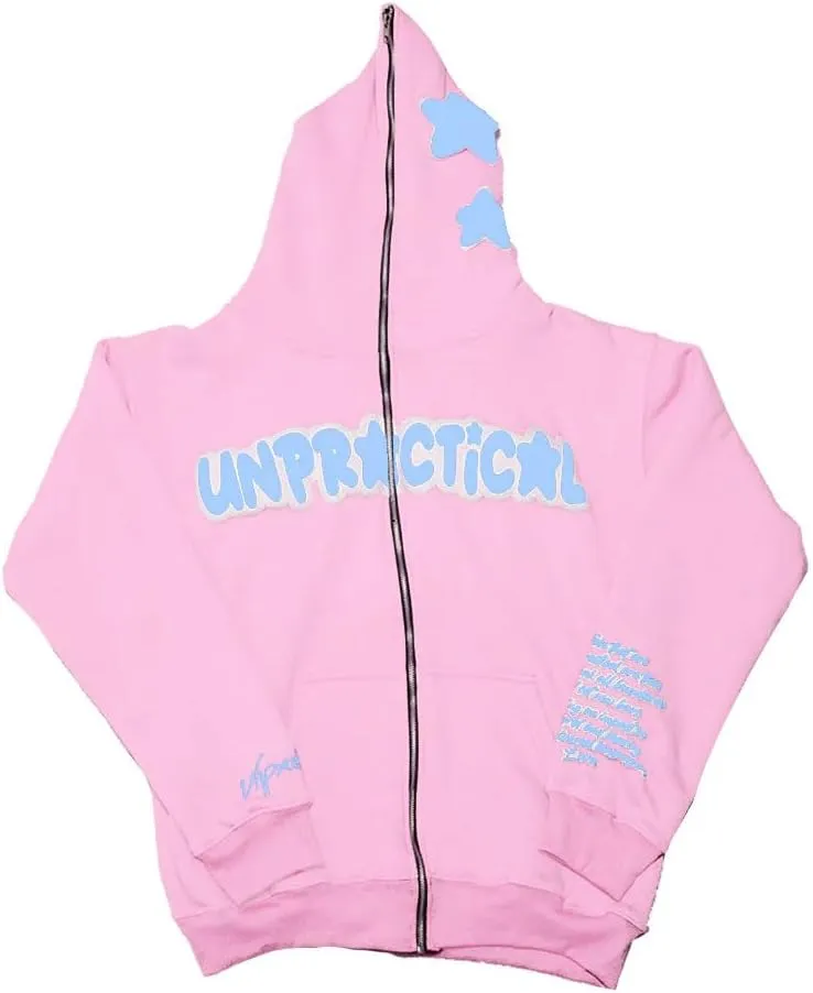 Zip Up Hoodie Y2k Unisex Oversized Graphic Hoodies Grunge Jackets Streetwear Emo Clothes Vintage 2000s