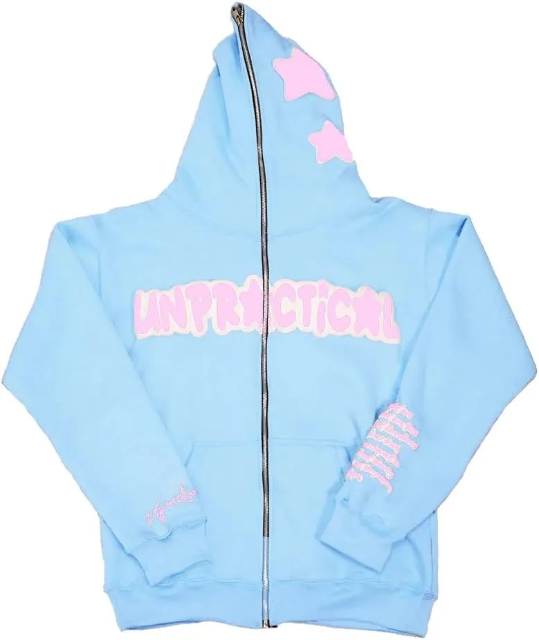 Zip Up Hoodie Y2k Unisex Oversized Graphic Hoodies Grunge Jackets Streetwear Emo Clothes Vintage 2000s